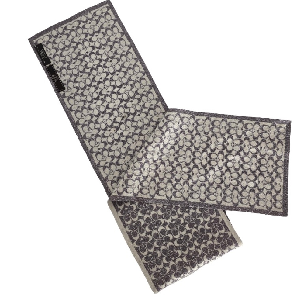 Coach Gray and Cream Patterned Scarf - Picture 2 of 4
